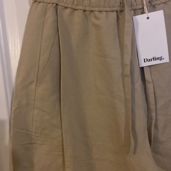 Darling, journey easy pant tan Linen Beige Cream barrel wide leg pull on S NWT - Picture 9 of 16